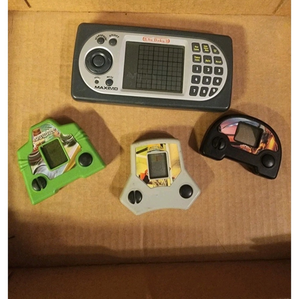 Vintage Lot Of 4 Handheld Electronic Games Songha‎ Pinball, Racing, Basketball